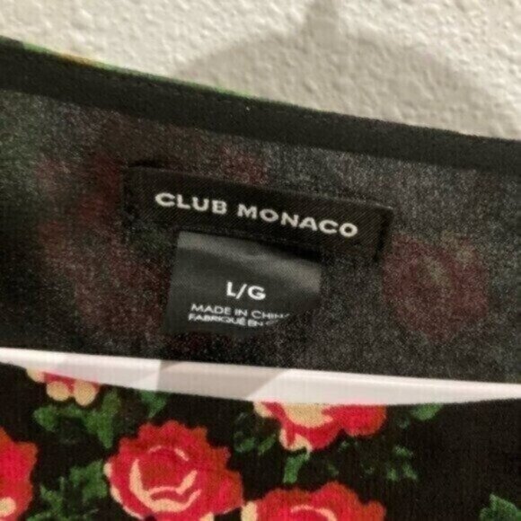 Club Monaco Silk Floral Top Contemporary Ruffle Office Boho Colorful - Picture 4 of 6